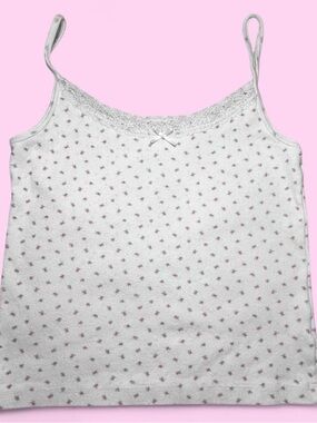 John Galt / Brandy Melville White Floral Camisole Tank Top